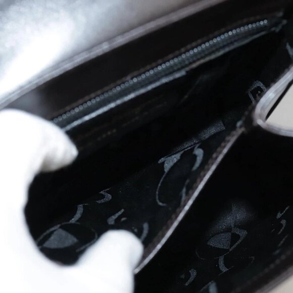 Salvatore Ferragamo Gancini Hand Bag Leather 2way Dark Brown Gold Auth 103214 - Picture 12 of 16